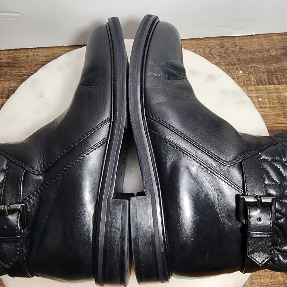 Aquatalia Women's Bonnie Winter Boots Sz 9 Quilted Black Leather Made in Italy